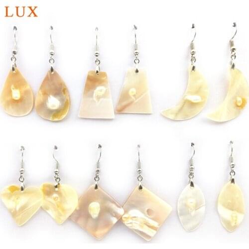 Natural White Shell Seashell Earrings Pendant Moon Heart Shape Silver Decorations For Women Jewelry Charm Earrings Finding