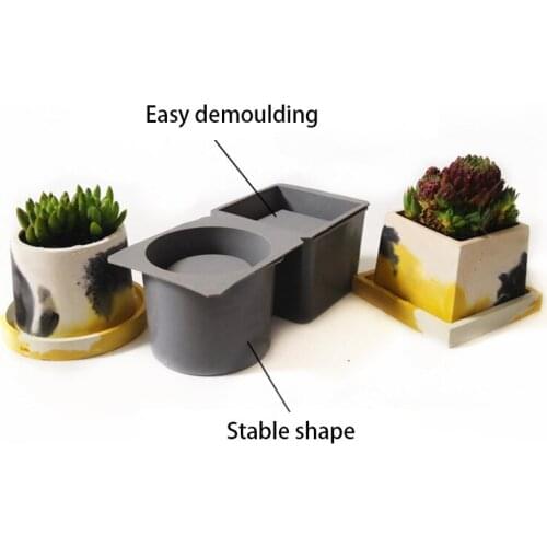 Silicone Pot Molds Form Arts Craft Square Round Double Hole Cup Moulds DIY Succulent Flowerpot Clay Gypsum Mold Concrete Mould