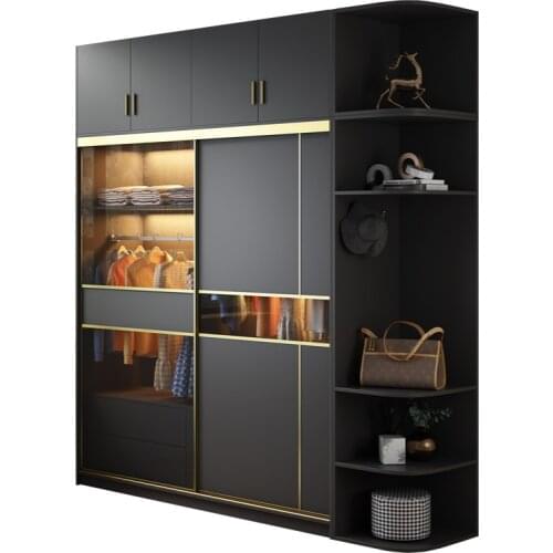 Modern minimalist luxury sliding door wardrobe locker household bedroom assembly wardrobe