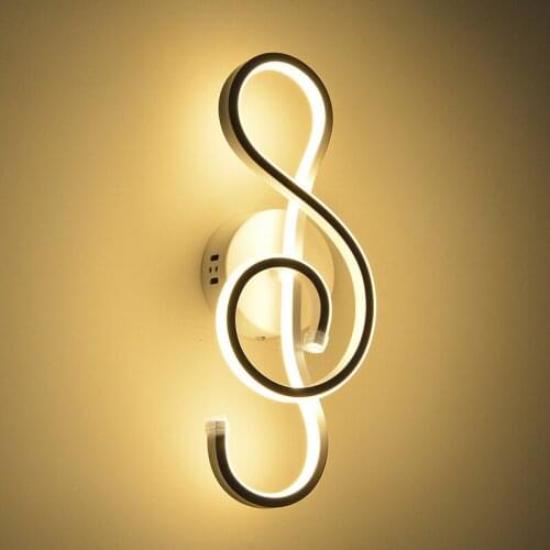 Modern LED Wall Lamp Bedroom Music Clef Wall Lights for Home Nordic Sconce Living Room Decoration Indoor Lighting Vanity Light