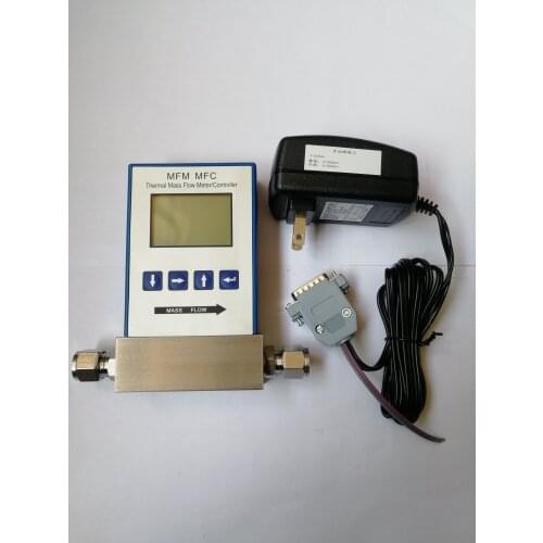 Compress air oxygen argon nitrogen micro gas flow Thermal mass flow meter 1-15L/min 24VDC power supply LCD display 4-20mA