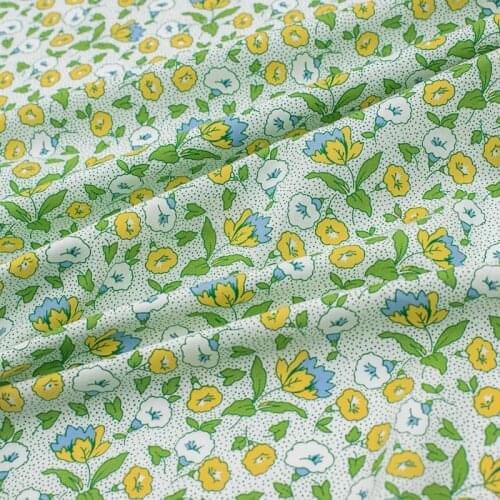 Green And Yellow Flowers Cotton Fabric For Dress Tissus Au MÈTre Telas Algodon Estampadas Sewing Ткань Для Шитья Vestidos Tissu