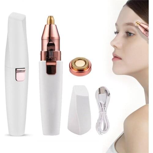 Eyebrow trimmer pen 2 In 1 Facial Hair Remover Women depilator Makeup Painless Eye Brow Epilator Mini Shaver USB charging SU313