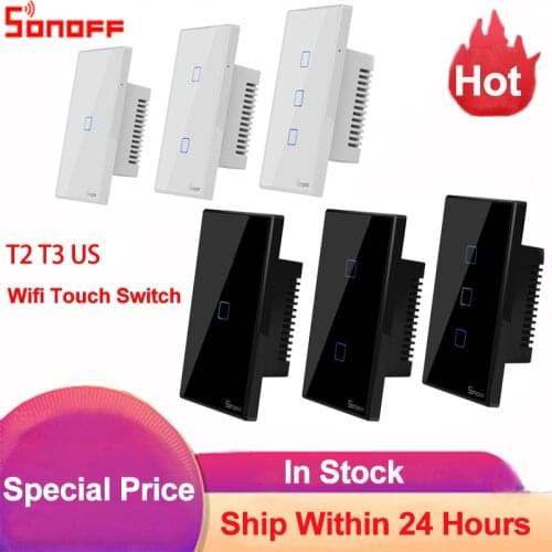 Sonoff TX T2 US 1 2 3 Gang Smart Wifi Switch Smart Home Remote Control RF Wall Touch Light Switch Works with Alexa Google Home