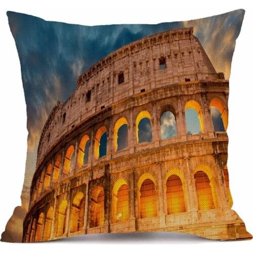 XUNYU Italian Architecture Pillow Case Sofa Square Decorative Pillow Cover Linen Cushion Cover 45X45cm AC145
