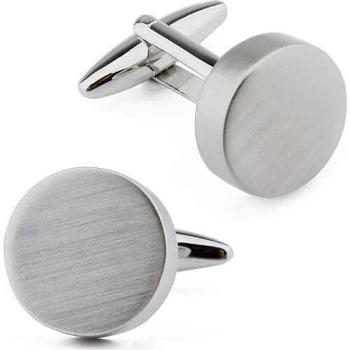 Promotion Brushed Cufflinks Shirt Jewelry Round Metal Cuff Links for Mens Meeting Wedding with Box