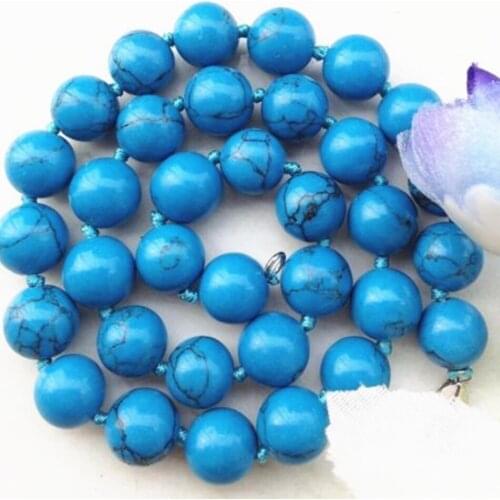 Fashion sky blue turkey veins imitation calaite round 8mm 10mm 12mm beads chain necklace women weddings jewelry 18inch MY4726
