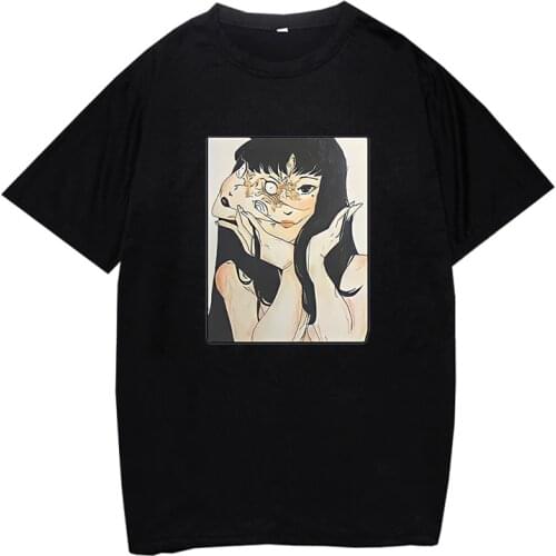 Tomie Junji Ito T-Shirt Printed Classic Women Fashion Blouse Kawaii Girls Oversized Student Casual Tops Harajuku Style