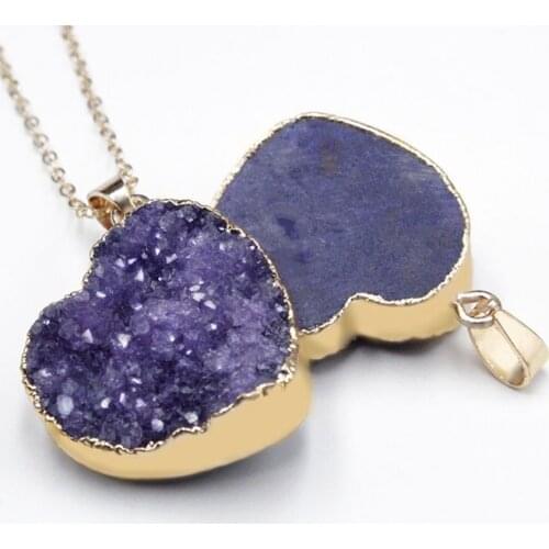 FYJS Unique 10 Pcs Light Yellow Gold Color Irregular Shape Cluster Crystal Dyed Pendant Necklace Love Heart Jewelry