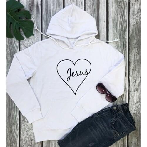Jesus Heart Print Hoodies Women Religious Church Christian Pullovers Casual Unisex Long Sleeve Graphic Faith Hooded Sweatshirt