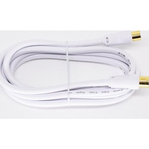 1pc JSJ-336A 1.8M 75Ω Coaxial PAL TV Aerial TV Male to Female M/F Cable White