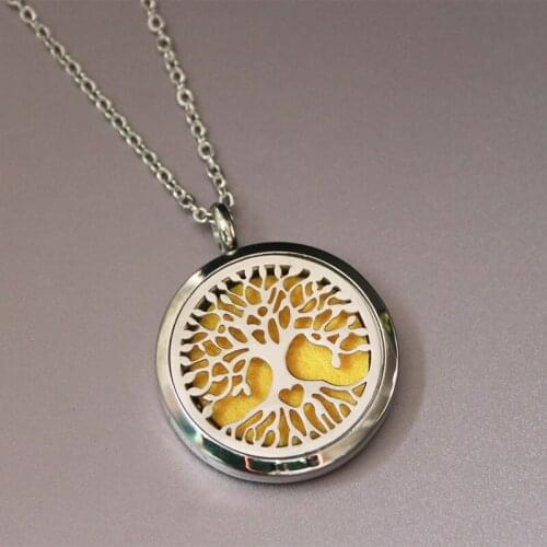 1pc Tree Of Life Perfume Box Stainless Steel Necklace Laser Personalized Name Custom Jewelry Pendants Necklaces Women Men Gift