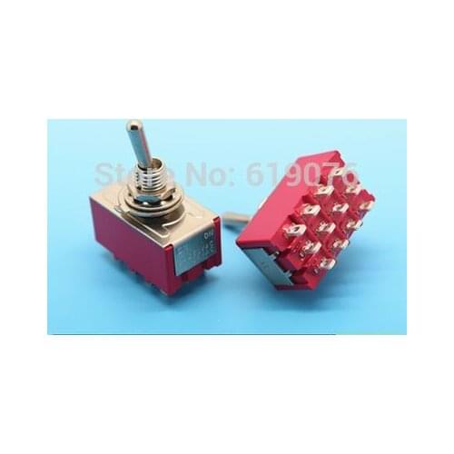 10pcs 6A/125VAC 2A/250VAC 12 Pin 4PDT ON/ON 2 Position Mini MTS-402 Toggle Switch