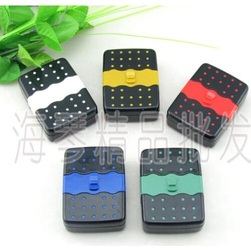 5pcs Fashion cool Little bow shape portable plastic Partner box lovely Polka dot With a mirror Contact lens case 8*5.8*2.3cm