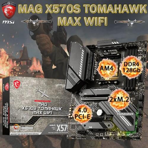 AM4 MSI MAG X570S TOMAHAWK MAX WIFI Motherboard Ryzen 9 DDR4 5100(OC) 128GB PCI-E 4.0 M.2 GAMING X570 Placa-Mãe AM4 ATX AMD X570