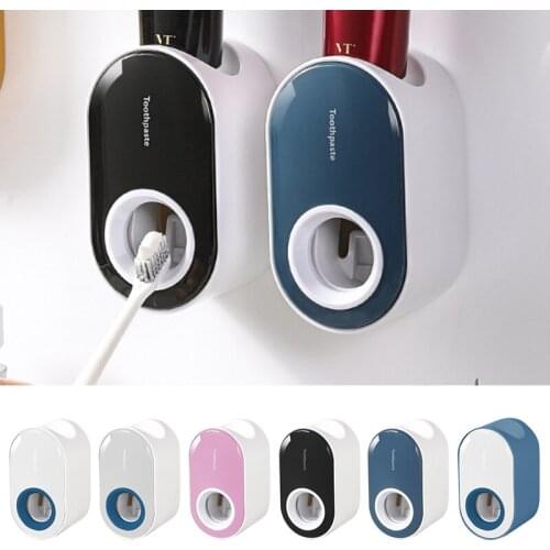 Automatic Toothpaste Dispenser Bathroom Toothpaste Squeezer Dust-proof Toothbrush Holder Wall Mount Stand Bathroom Accessories