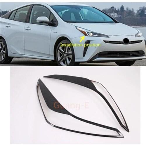 Car Body Front Head Light Lamp Hood Molding Frame Stick ABS Chrome Trim Part 2pcs For Toyota Prius 2019 2020
