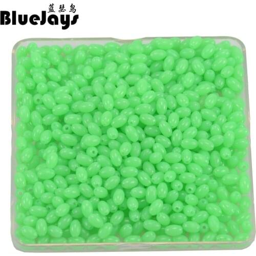 BlueJays 500pcs Various sizes Hard Luminous Beads Fishing Plastic Lure Luminous Oval Fishing Beads Fishing Beads Fishing Tackle