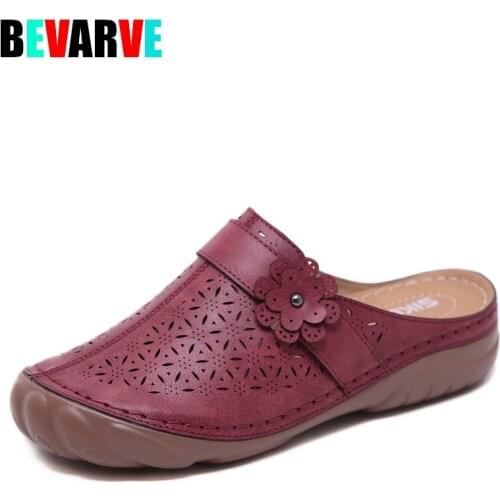 BEVARVE Woman Shoes Summer Sandals For Lady Wedge Comfy Soft Floral Women Sandals Casual Beach Slip-on Slippers Plus Size 44