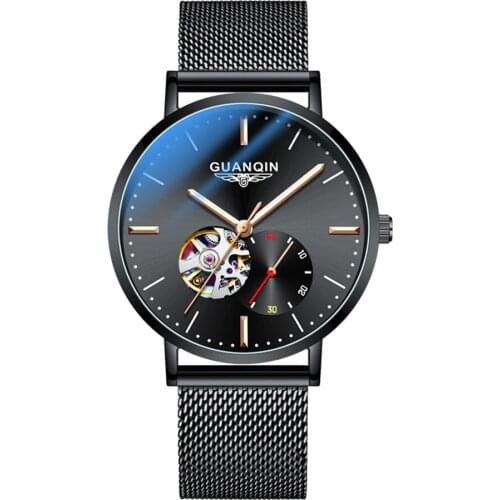 GUANQIN Mechanical Automatic Business Watch Men Top Brand Luxury Waterproof Skeleton Tourbillon Clock Man Relogio Masculino