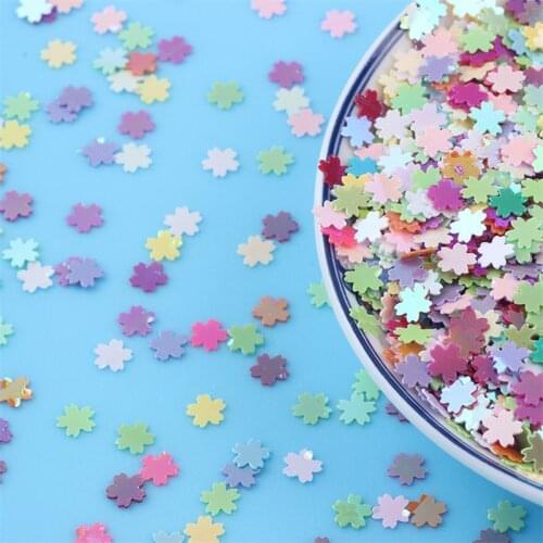 Flower Sequin 5mm Pink Cherry Blossoms Shape Loose Sequins Pvc Paillettes for Nails Art Manicure Wedding Glitter Confetti 10g