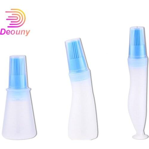 DEOUNY 1 Pcs Portable Silicone Oil Bottles with Brush Grill Honey Wine Sauce Liquid Kitchen Accessories Pastry Baking BBQ Tools