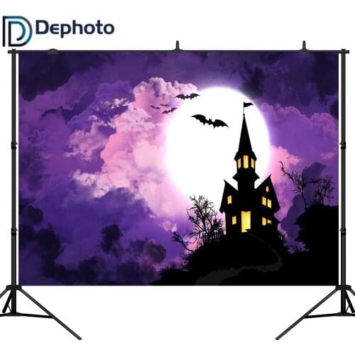 DePhoto Photography Backdrops Castle Bat Halloween Magic Children Party Photocall Baby Backgrounds for Photo Studio