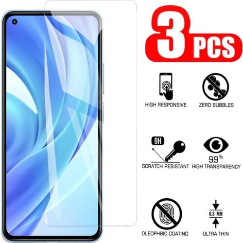 For Xiaomi 11 Lite 5G 4G 3PCS Screen Glass Screen Protector On For xiaomi 11 lite Transparent Protective Tempered Glass 9H
