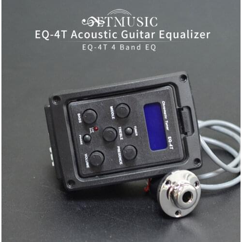 EQ-4T 4 Band Acoustic Guitar Pickup Electric Guitar EQ Equalizer with Tuner LCD Display and Volume Control Pickups Guitarra R-4T