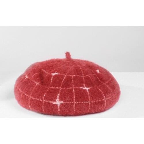 H767 Girl Beret Hat Fall Winter Warm Fashion Casual Banquet Simple Plaid Cap Female Outdoor Shopping Travel Party Church Hats