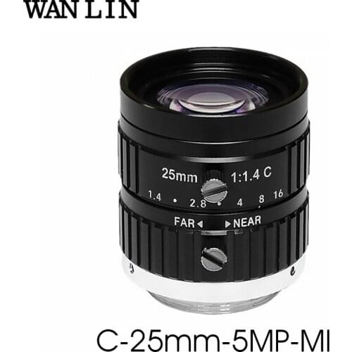 HD 5MP CCTV Lens 25mm 10Megalpixel C Mount Manual Iris Focus F1.4 Aperture 1" Security IP Camera Industrial Lens