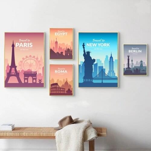 Cuadros City Landscape Aesthetics Building Canvas Painting Travel To Wall Art Posters Prints Wall Pictures for Living Room Home