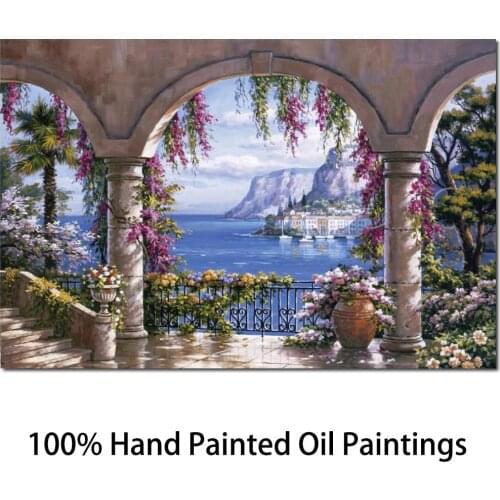 Beautiful oil painting italian landscapes Sung Kim Floral Patio modern art canvas home decor handmade
