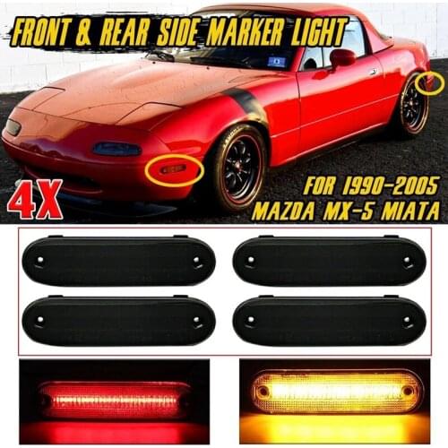 4X LED Side Marker Light Smoked Lens Front Rear Turn Signal Lights Blinker Lamp for MAZDA MX-5 MX5 MIATA 1990-2005