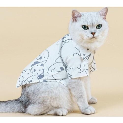 Summer Pet Printed Clothes For Dogs Cartoon Printing White Shirt Jackets Dog Coat Puppy Costume Cat Spring Clothing Pets Outfits