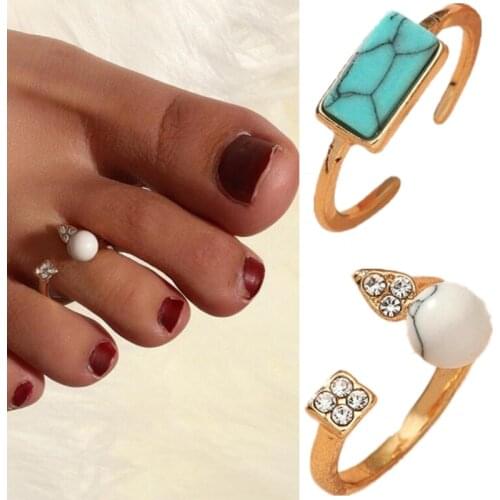 Hot Turquoises Ring Simple Adjustable Finger Pinkie Nail Foot Toe Findings Tiny Fashion Women Jewelry