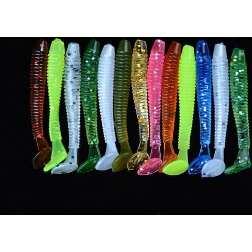 Trout Lure 20pcs/lot T tail Soft Bait Worm 45mm 0.65g Wobbler Jigging Silicone Baits Iscas Bass Soft Fish Soft Bait Fishing Lure