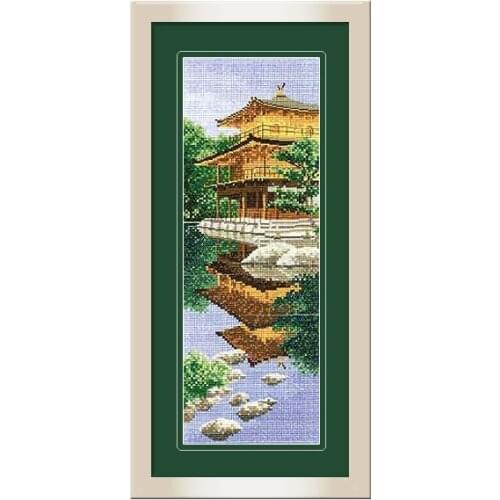 Home Decoration Precision Printing Fishxx Cross Stitch Kit C145 Chinese Garden Landscape Classical Architecture Hand Embroidery