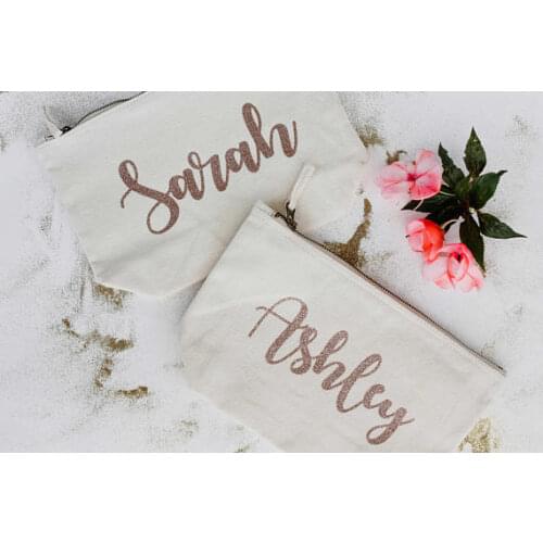 Custom names set of 4 bridesmaid makeup toiletry kits wedding Gift Make Up cosmetics Bags Unique Gift for Bridal Party favors