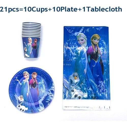 Disney Frozen Anna Elsa Princess Birthday Party Decorations Baby Shower Banner Kids Birthday Party Cup Plates Tableware Set