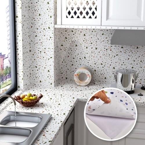 Wokhome Vinyl Waterproof Self Adhesive Terrazzo Wallpaper Contact Paper Kitchen Living Room PVC Oil pro Wall Stickers Home Decor