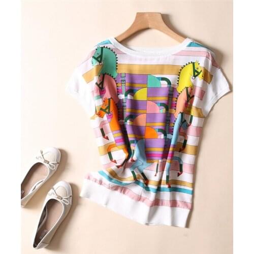 European women s New clothing dollar brought the collapse of rotator cuff color printed silk short sleeve F12099