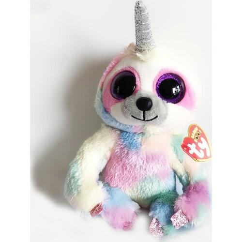 New 6" 15cm Ty Big Eyes Stuffed Peas Plush Animal Soft Rainbow Sloth monkey Doll Collection Boys and Girls Birthday Gifts