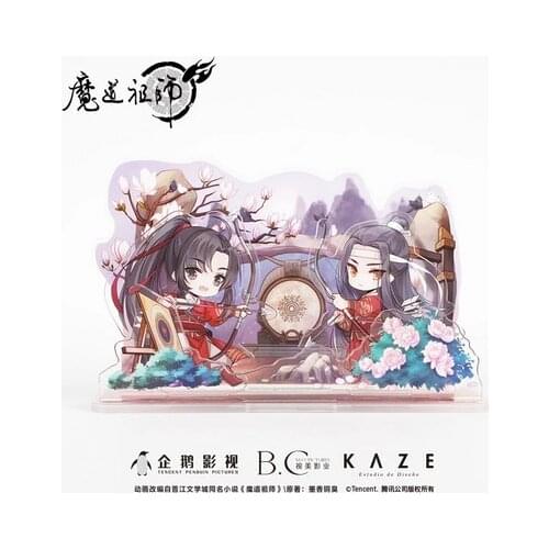 NEW Anime Grandmaster of Demonic Cultivation Q Version Shooting Stand Figure Model Plate Toy Desktop Decor Wei Wuxian Lan Wangji