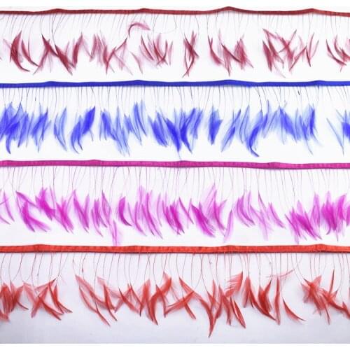 2Meters Rooster Neck Hackle Stripped Feather Trim 4-6inch pheasant feathers for jewelry making Decoration Dress Sewing Ribbon