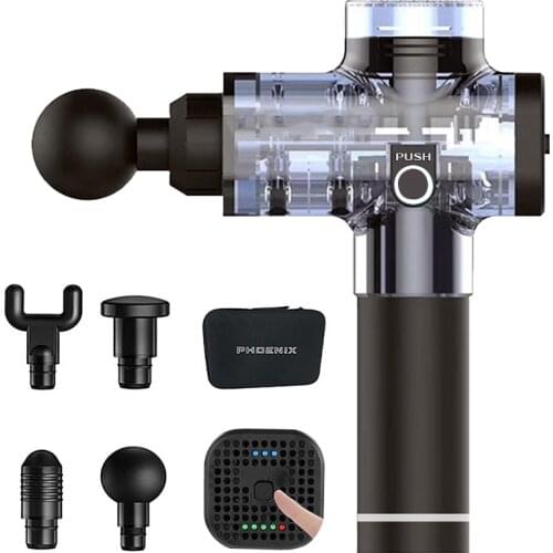 Muscle Massage Gun Phoenix a2 Transparent Body Massager Electric 4 Heads Fascial Gun Relaxation MG45