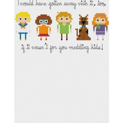 Hot Embroidery Scooby Doo Gang Cross Stitch Pattern PDF Instant Download with 100% Cotton Flosses & Free Shipping for Home Decor