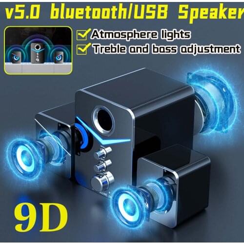 Portable v5.0 bluetooth Speakers mini Subwoofer Computer Speakers Bass Stereo Sound Speaker Box for PC Phones USB 3.5mm Wired