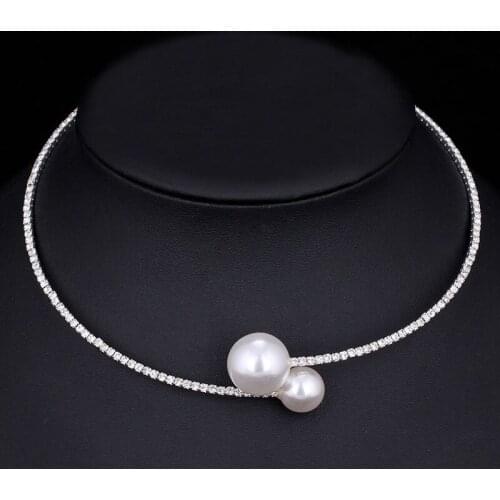 Simple Charm Beads Necklace Women Luxury Pearl Jewelry Paved Zircon CZ Chains Chokers Necklace Bohemian Ladies Romantic Gifts