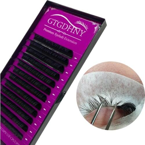 100% Handmade Russian Volume Eyelashes Extensions Beauty Natural Korea Silk Mink Individual Eye Lahe Soft Eyelash 12Lines /Tray